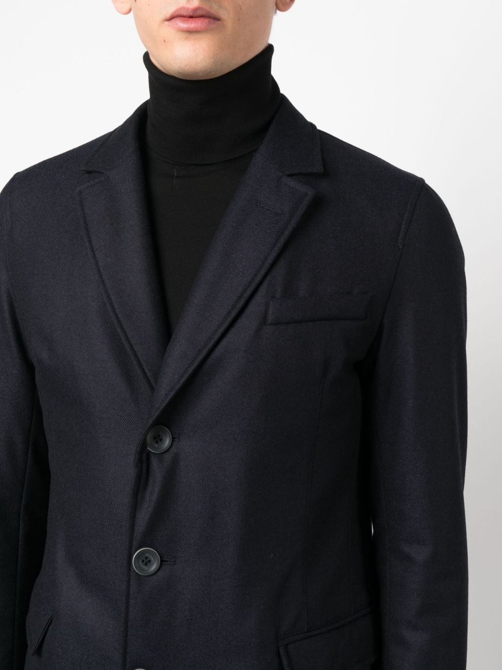 hybrid high-neck single-breasted coat - 6