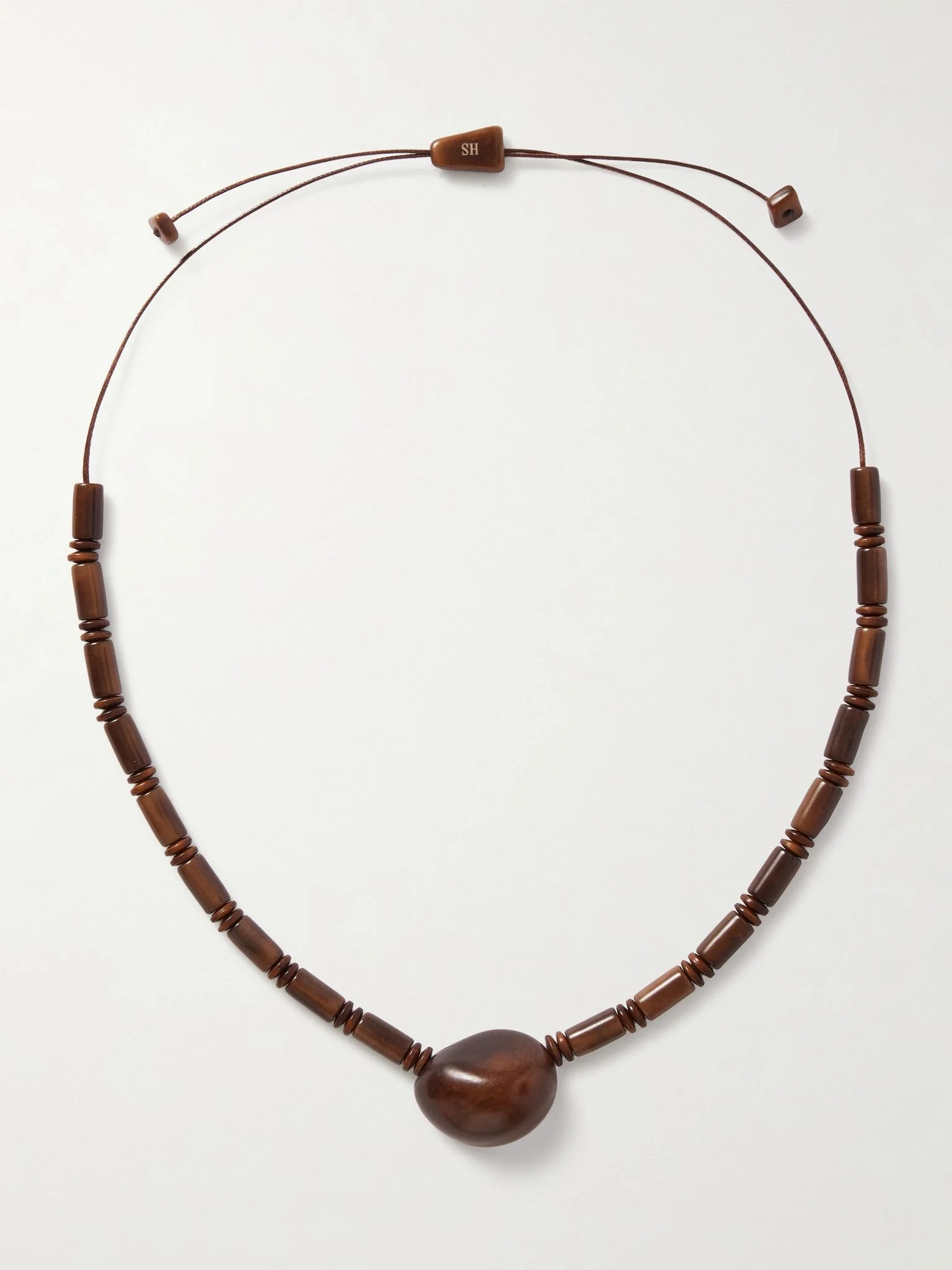 The Choker tagua and leather necklace Taupe - 1