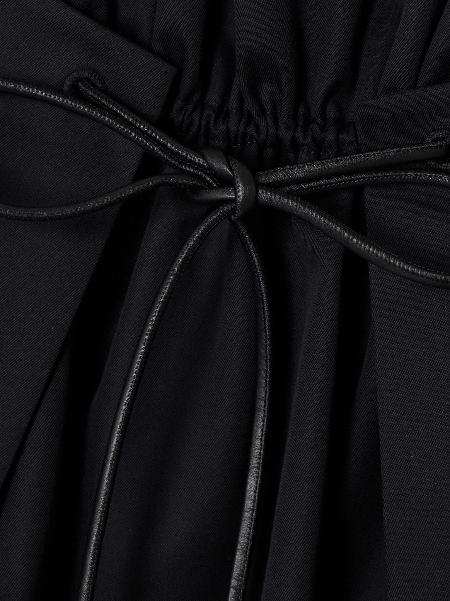 Leather-trimmed layered cotton and silk-blend mini skirt Black - 4