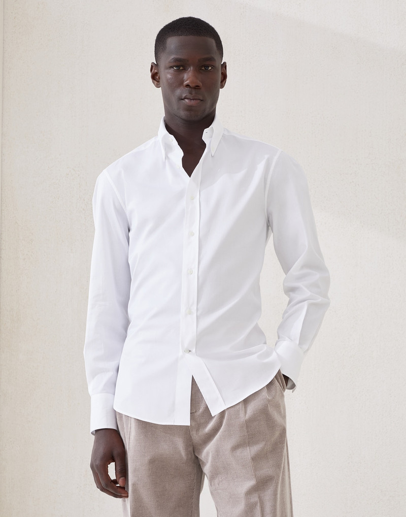 Twill slim fit shirt with button-down collar - 1