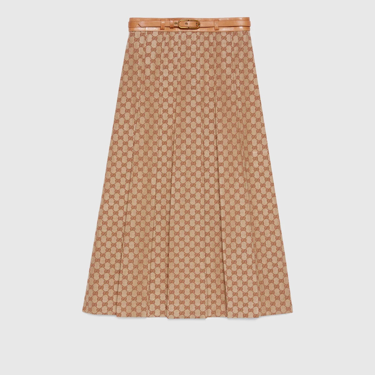GG linen canvas pleated skirt - 1