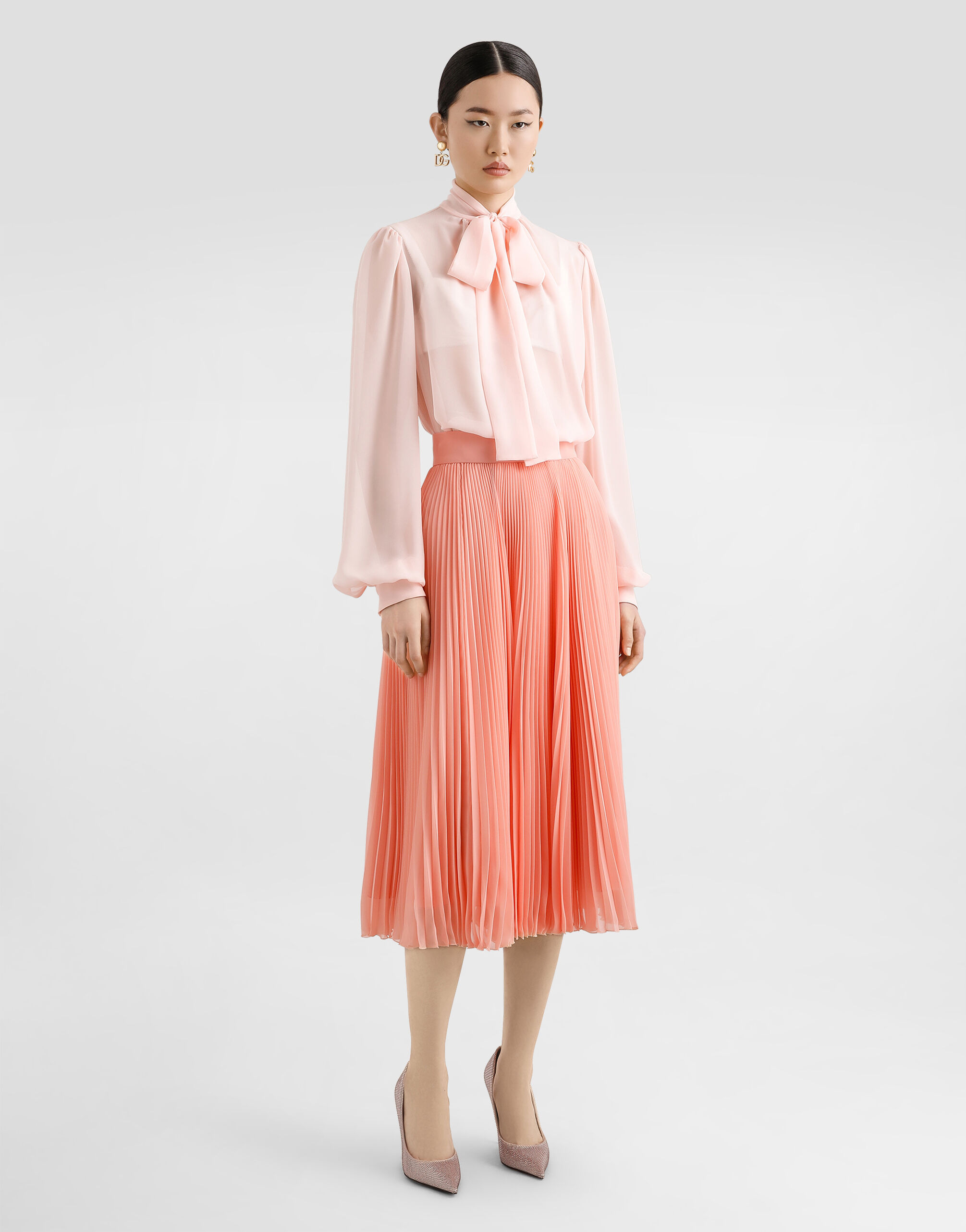 Long pleated chiffon skirt - 2