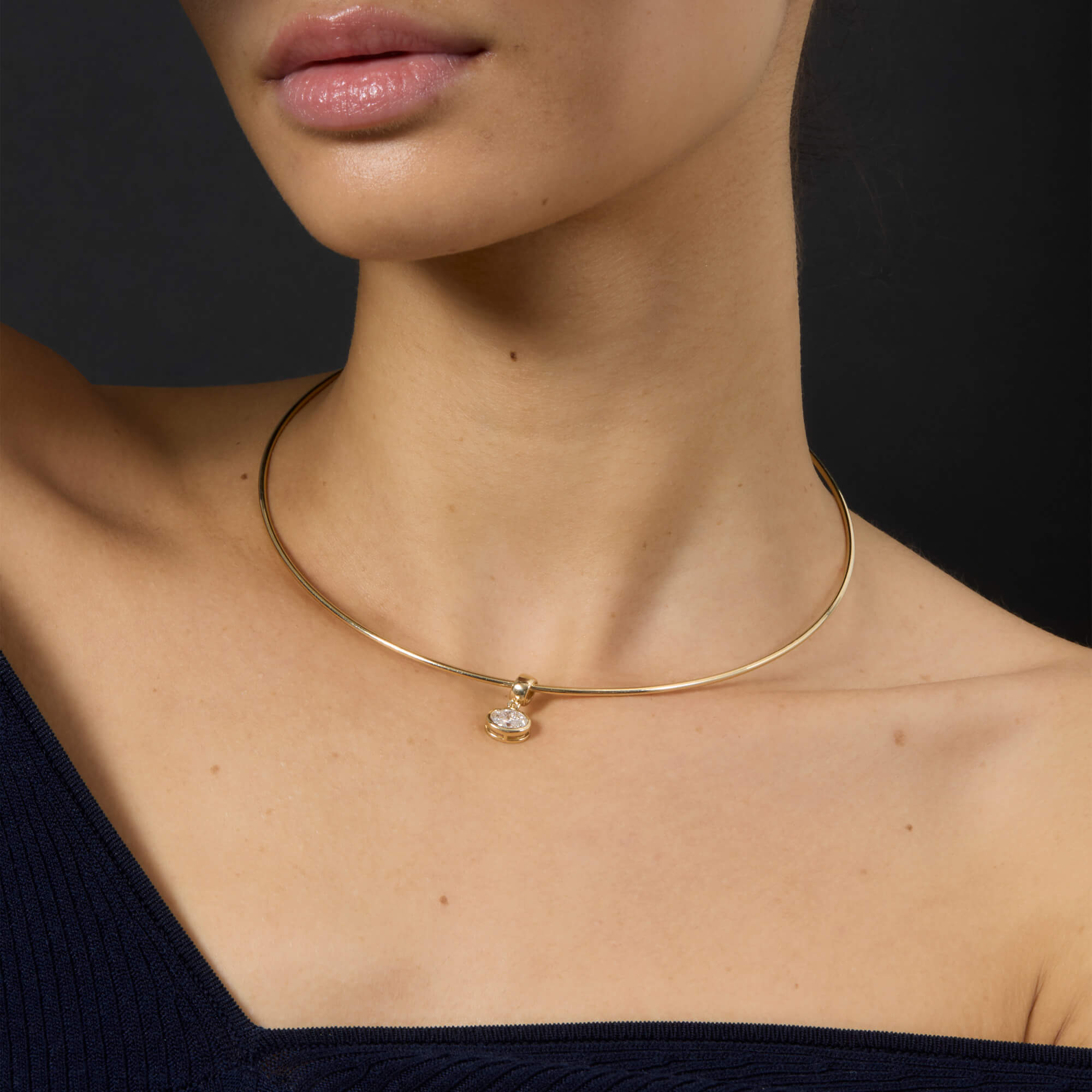 LAB-Created Oval Diamond Charm - 6