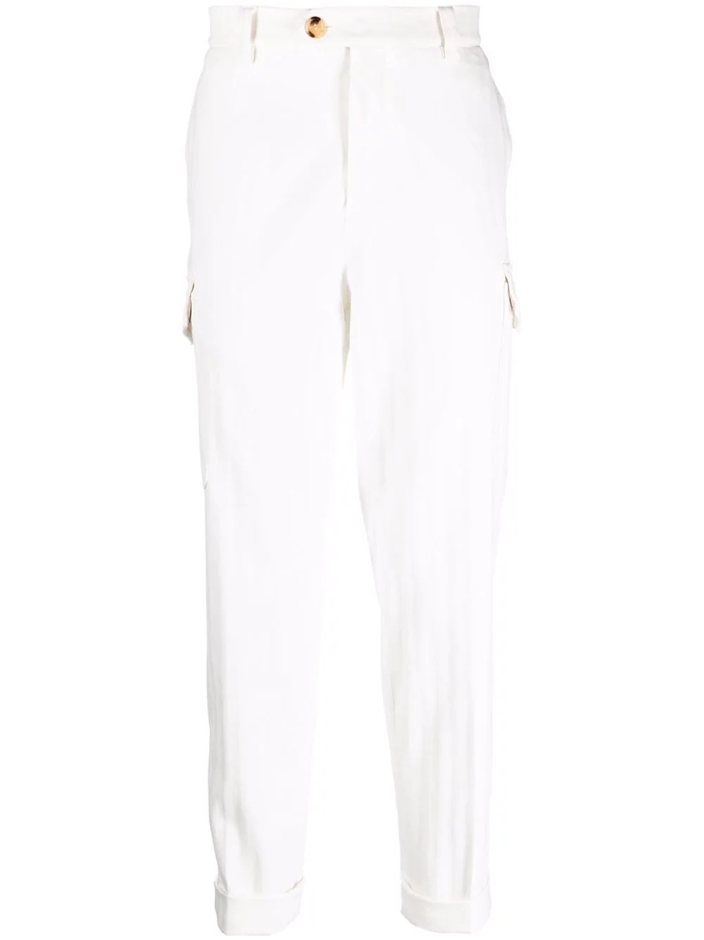 striped straight-leg cotton trousers - 1