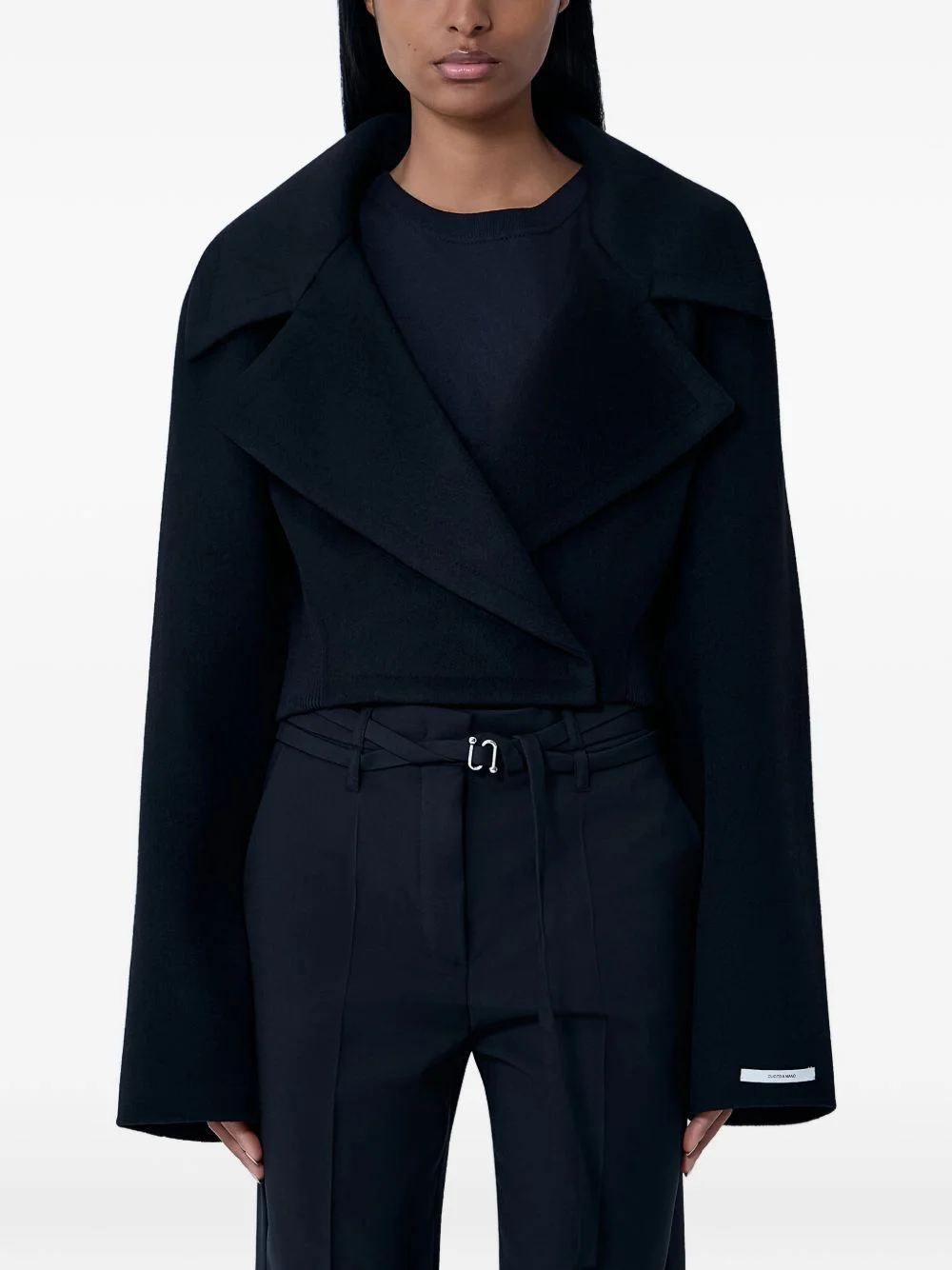 notched-lapel cropped jacket - 1