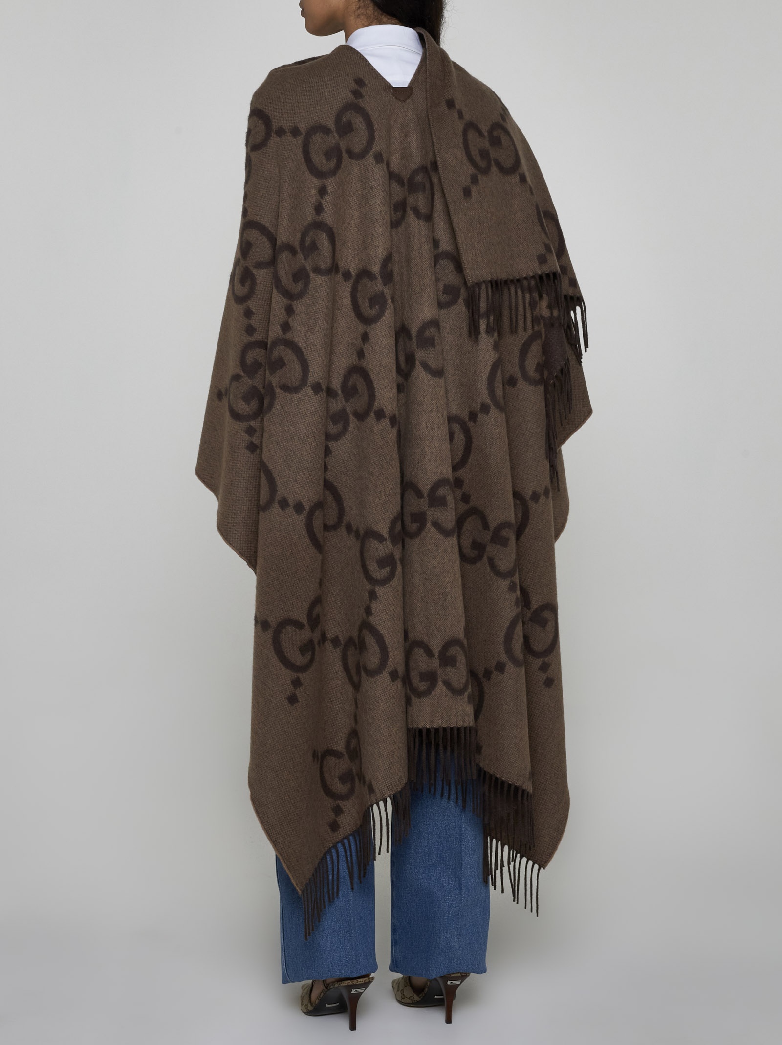 GG cashmere reversible poncho - 3