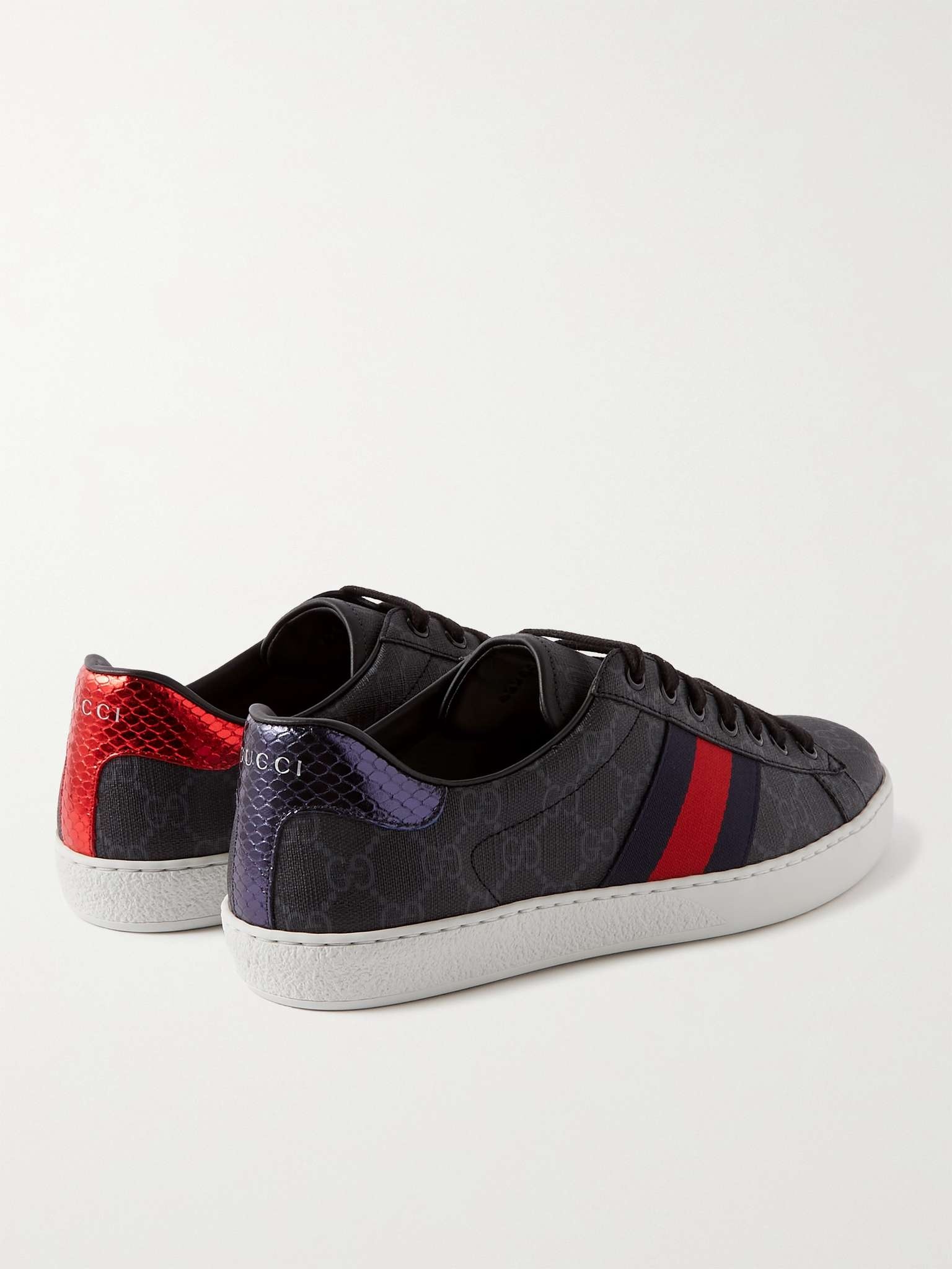 Ace Webbing-Trimmed Monogrammed Coated-Canvas Sneakers - 11