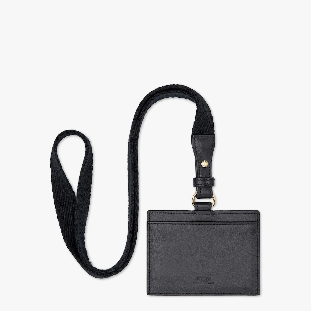 Fendace Black leather  Logo card holder - 2