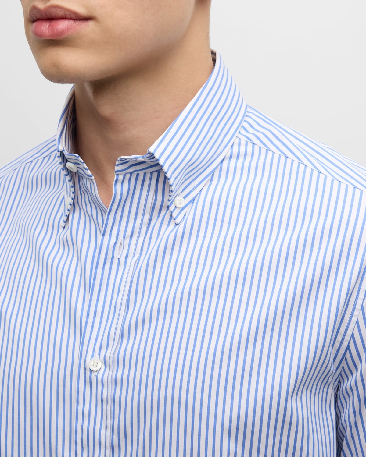 Men's Cotton Poplin Stripe Dress Shirt - 7