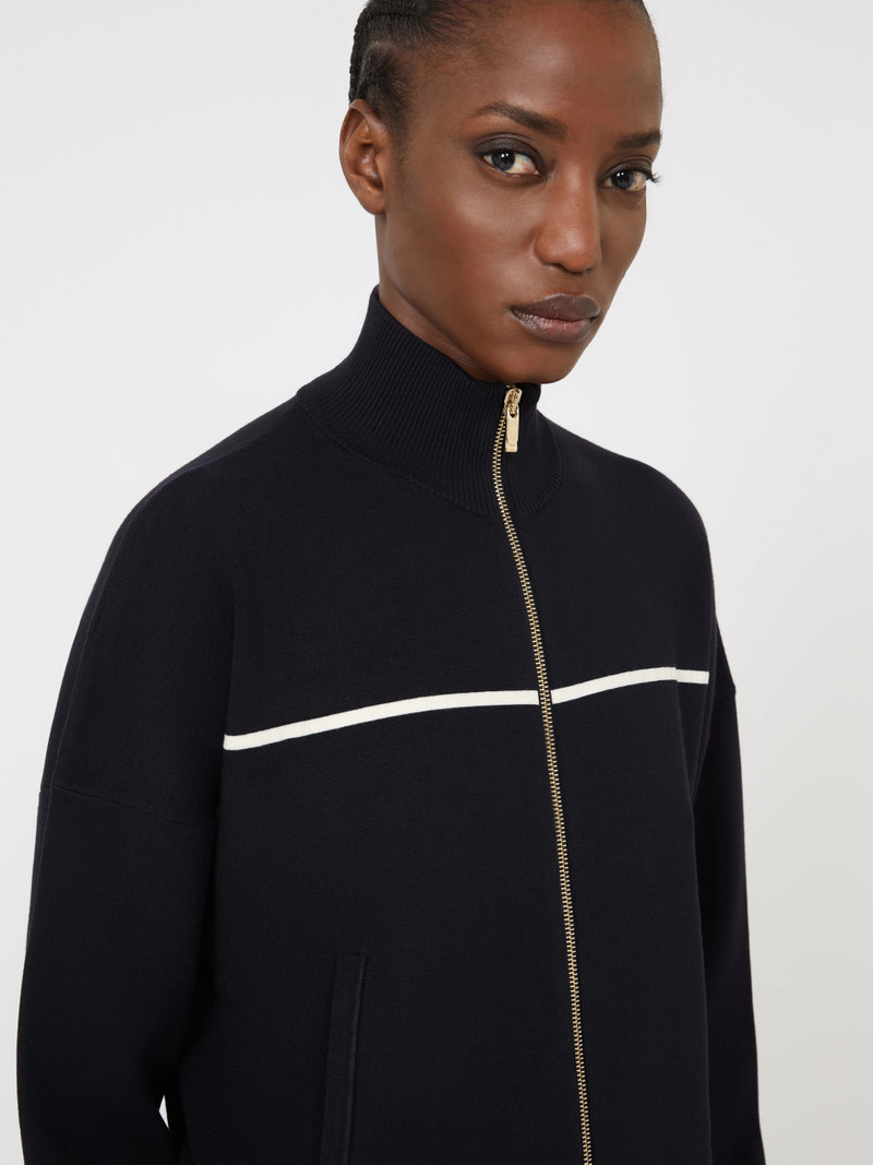 VAMPATA Stretch viscose boxy cardigan - NAVY 5
