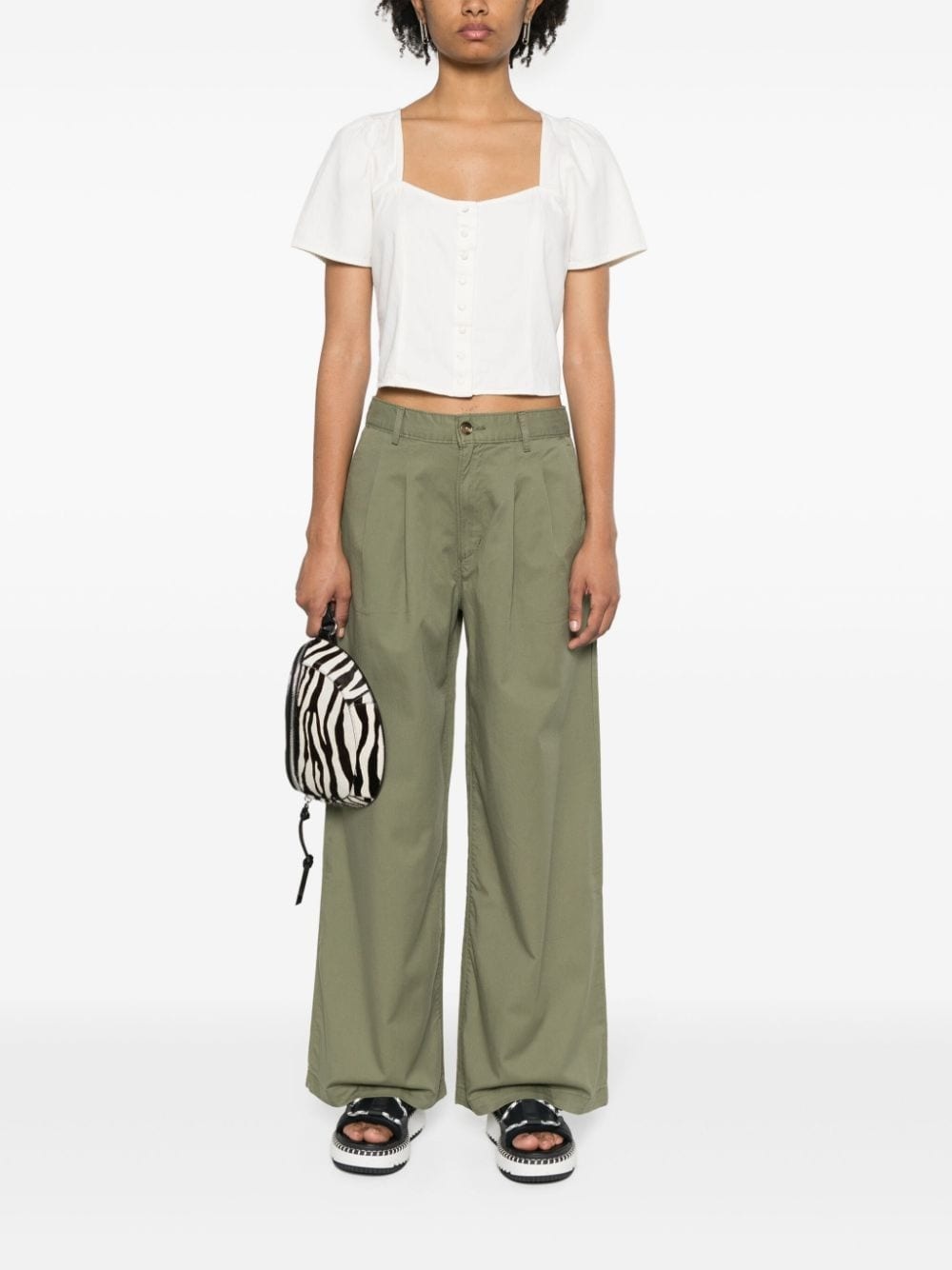 pleat-detail wide-leg trousers - 2