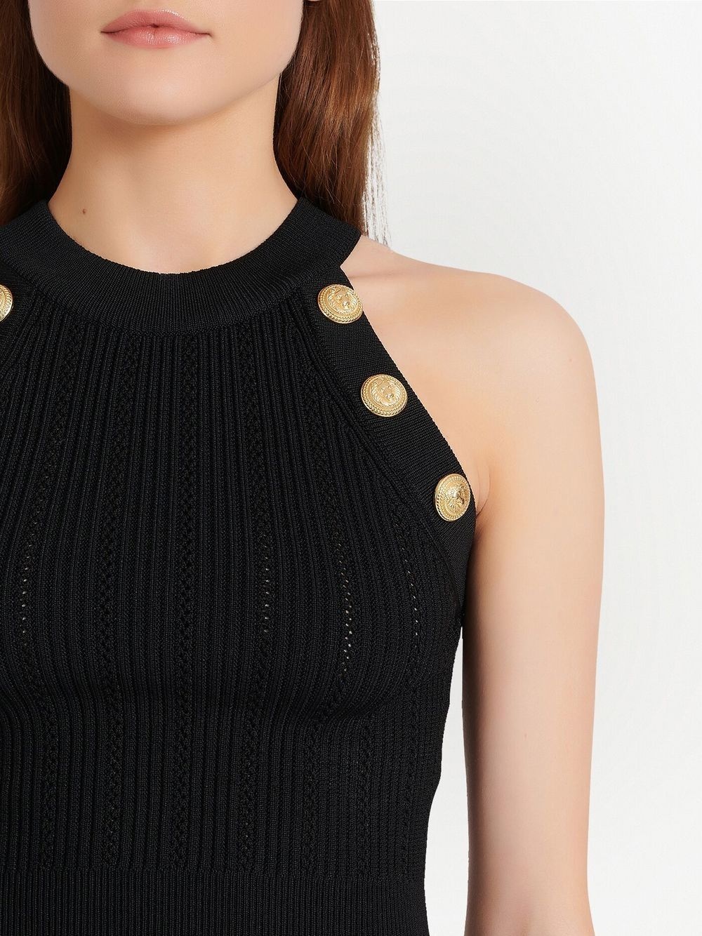 button-embossed cropped top - 5