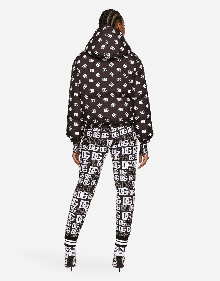 Nylon down jacket with all-over DG logo print - 3