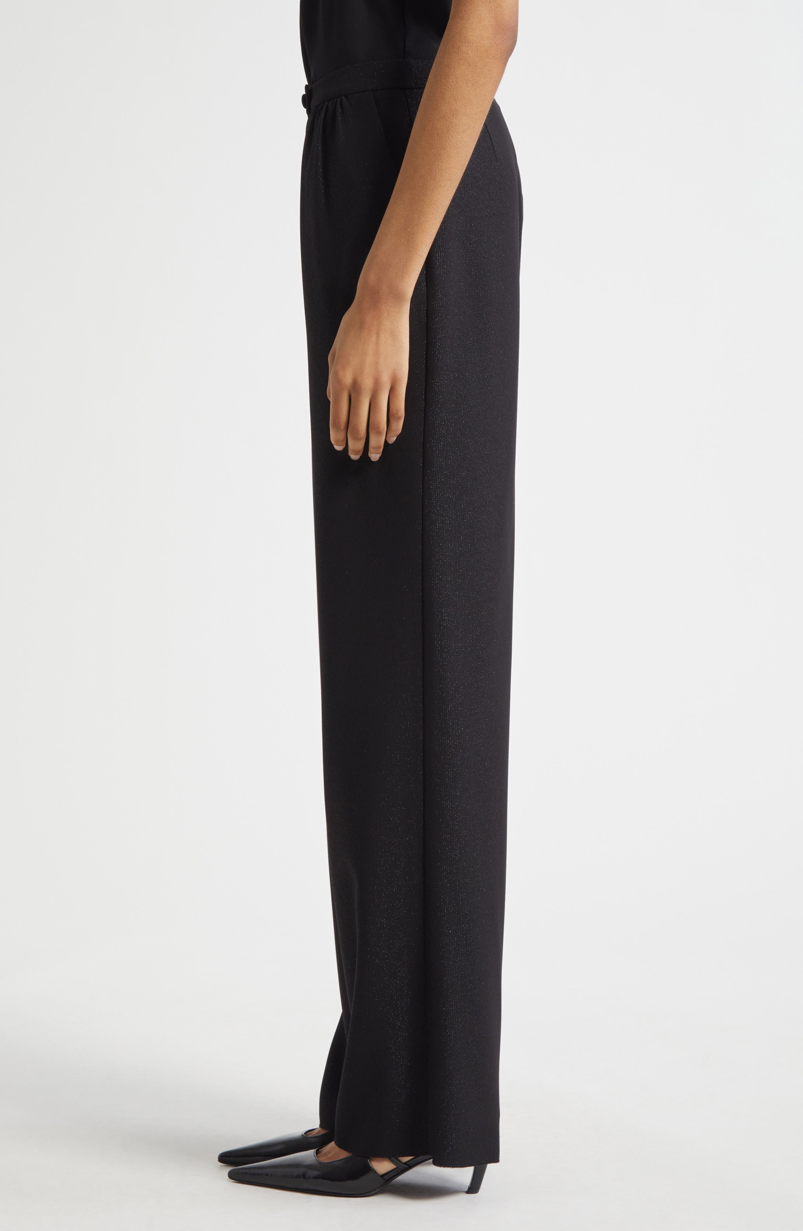 Emporio Armani Shimmer Pants in Solid Black at Nordstrom - 4