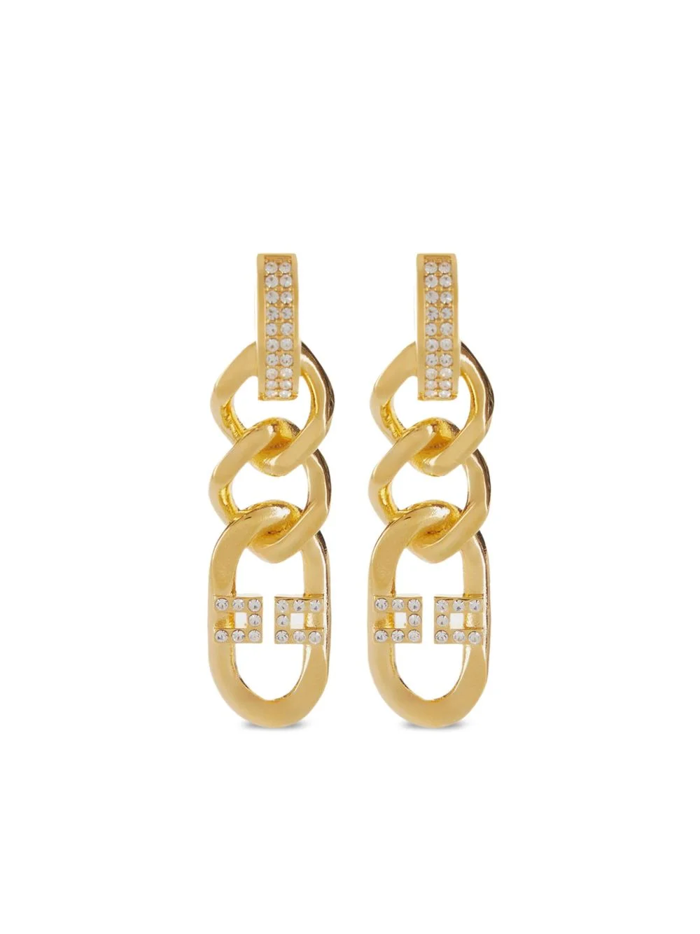 crystal-embellished chain earrings - 1