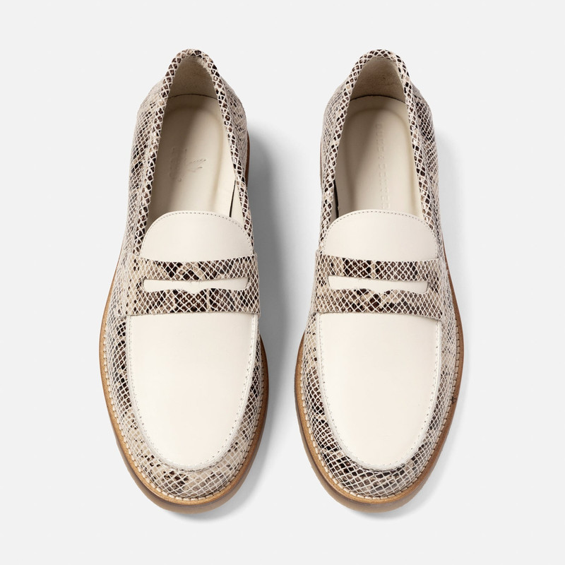 Peso Snakeskin + White Penny Loafer - Men's 4