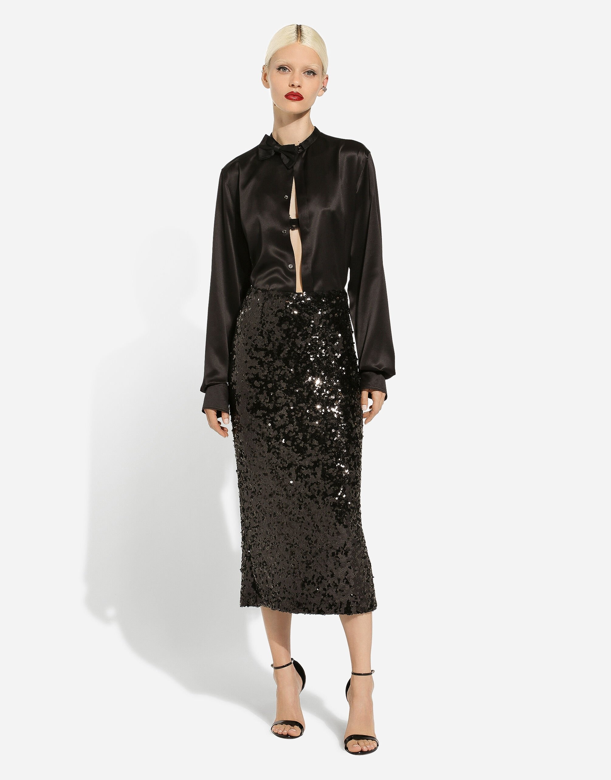 Sequined calf-length skirt - 2