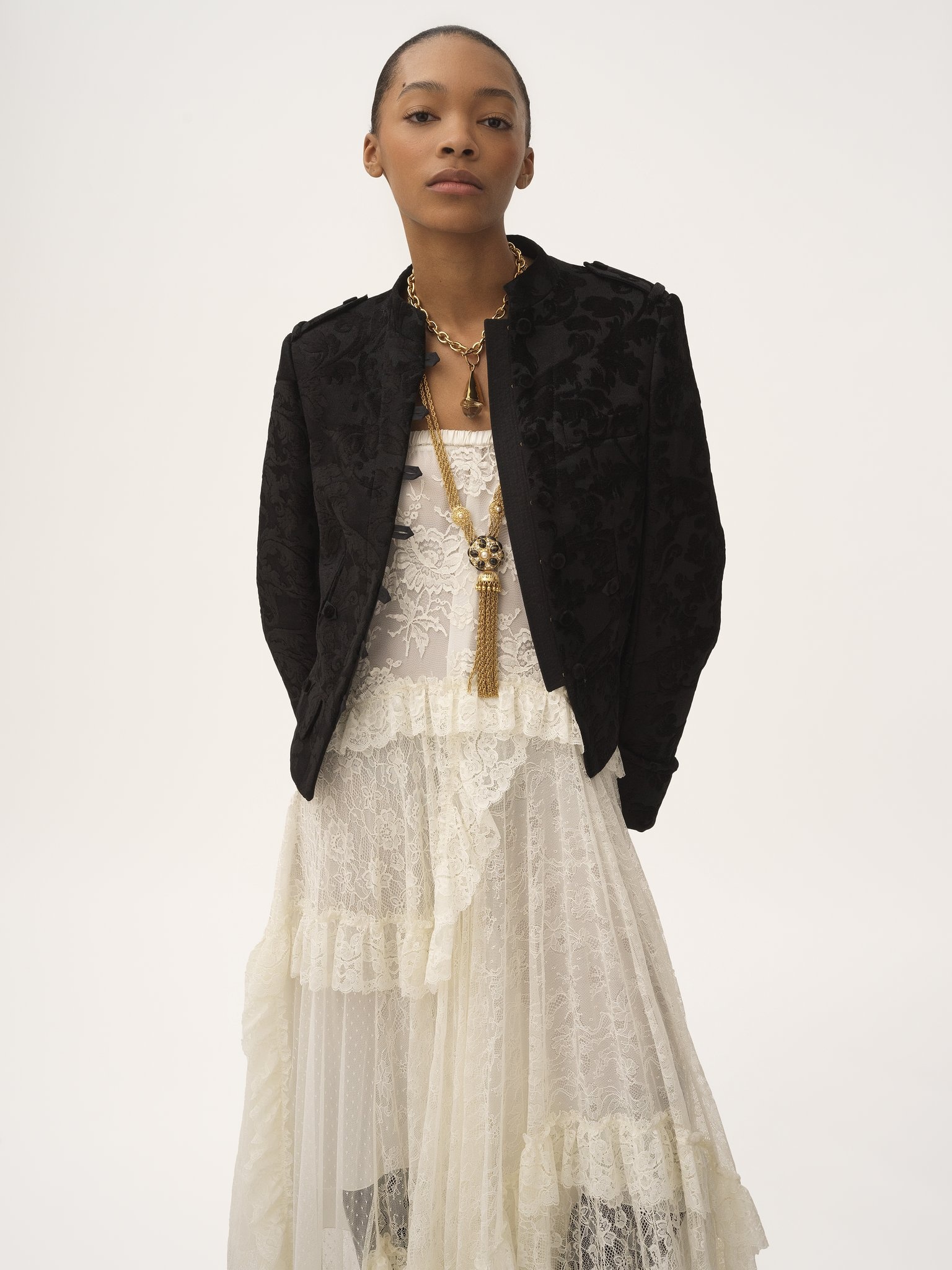 FITTED JACKET IN FLORAL VELVET - 4