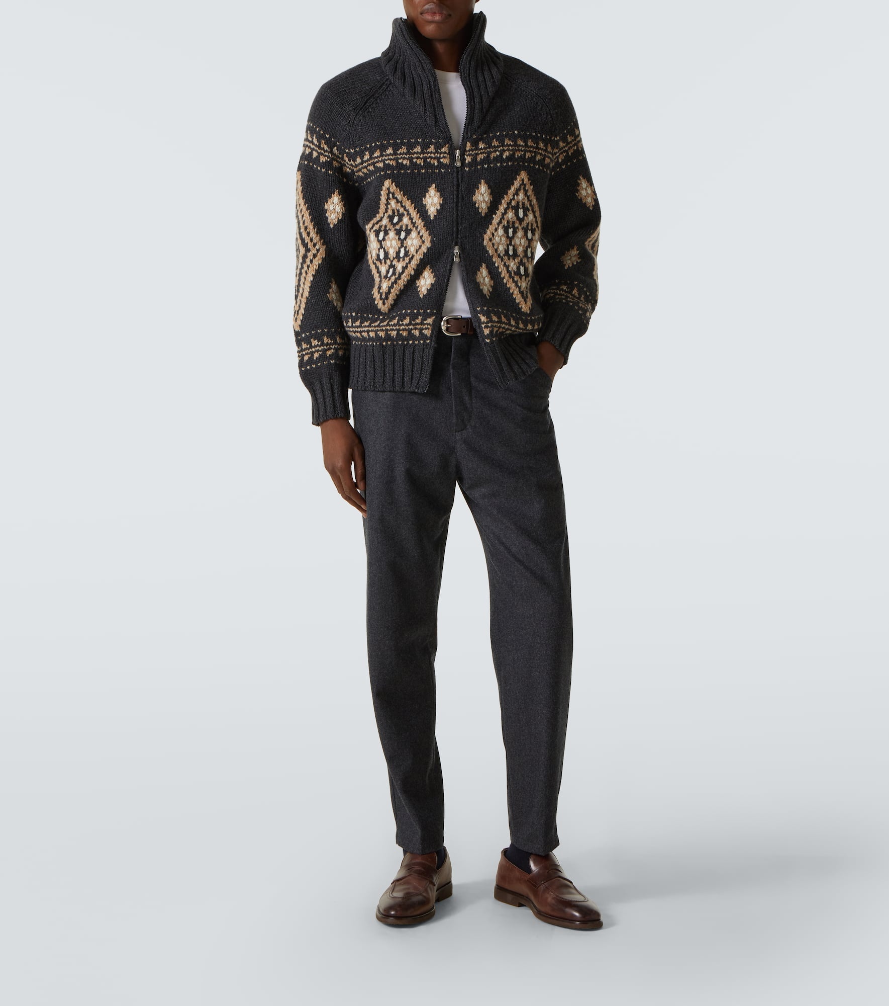 Pleated virgin wool straight pants - 2