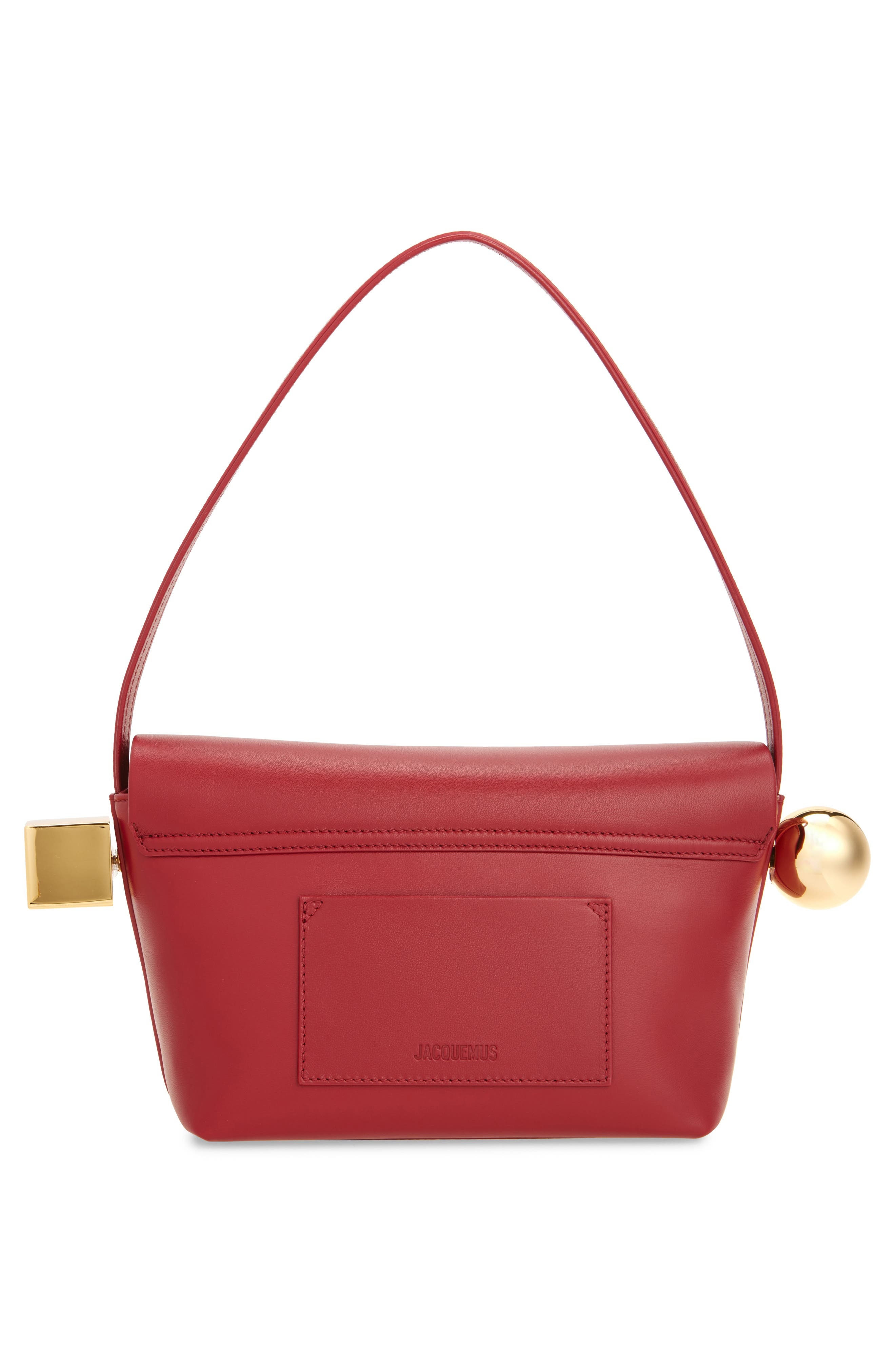 Jacquemus Le Rond Carré Leather Shoulder Bag in Dark Red 480 at Nordstrom - 4
