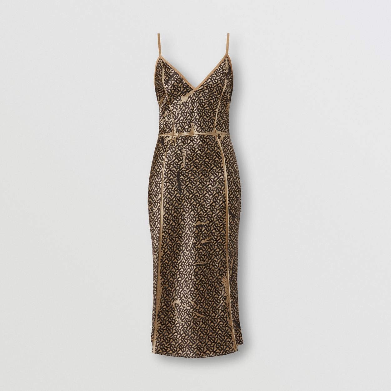 Monogram Print Silk Slip Dress - 1