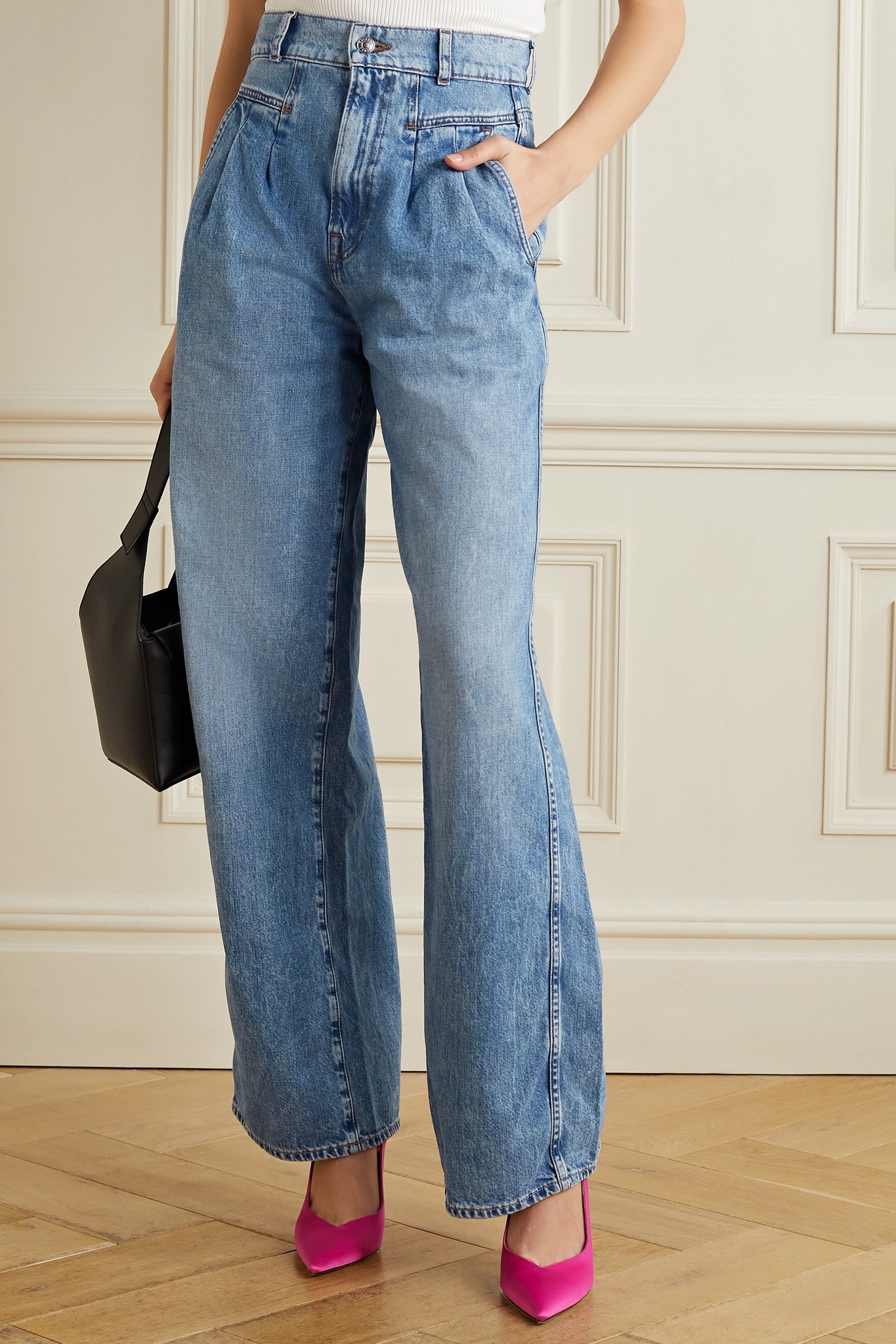 Morgan pleated high-rise wide-leg jeans - 3