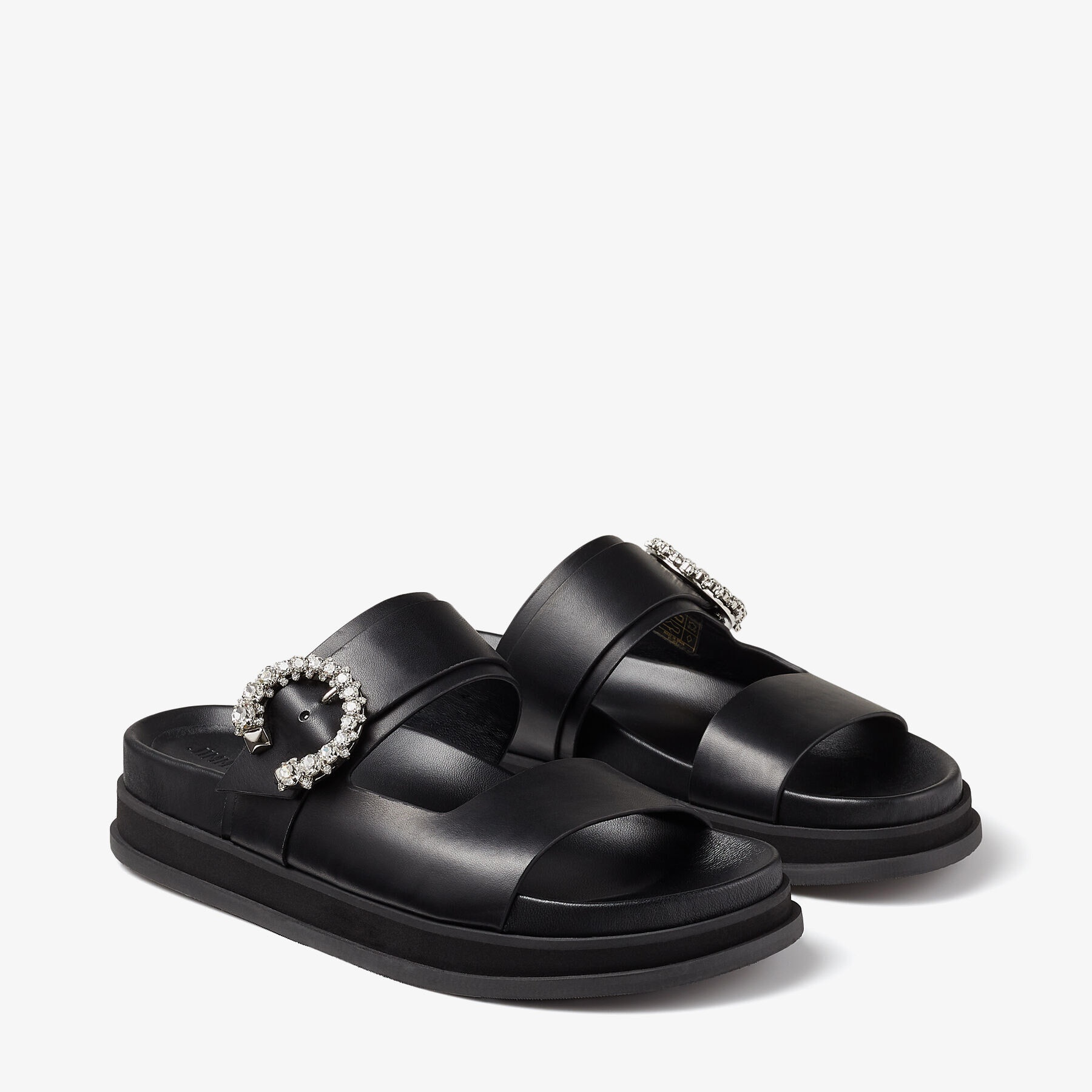 Marga Flat
Black Vachetta Sandals with Crystal Buckle - 3