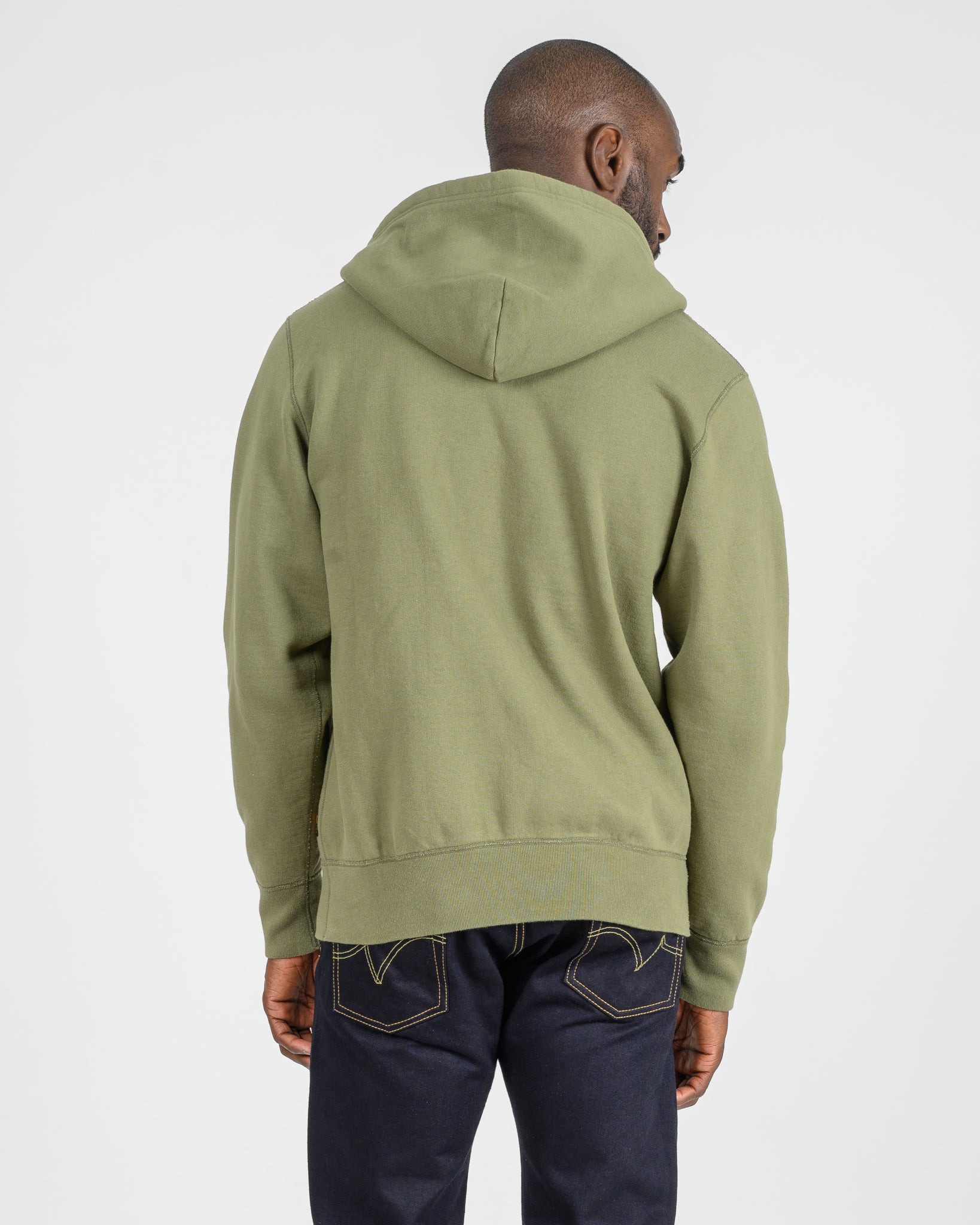 IHSW-10-OLV 14oz Ultra Heavyweight Loopwheel Cotton Zippered Hoodie - Olive - 4
