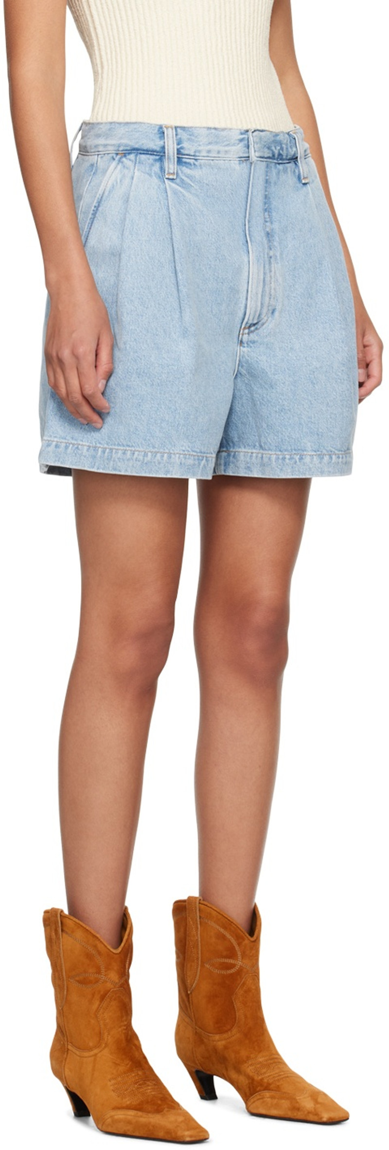AGOLDE Blue Becker Denim Shorts outlook