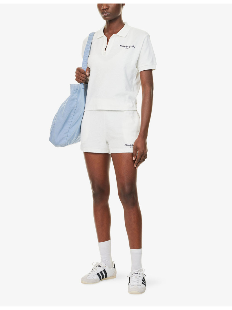 Sporty & Rich April Eden Script Terry-Cotton Polo Top outlook