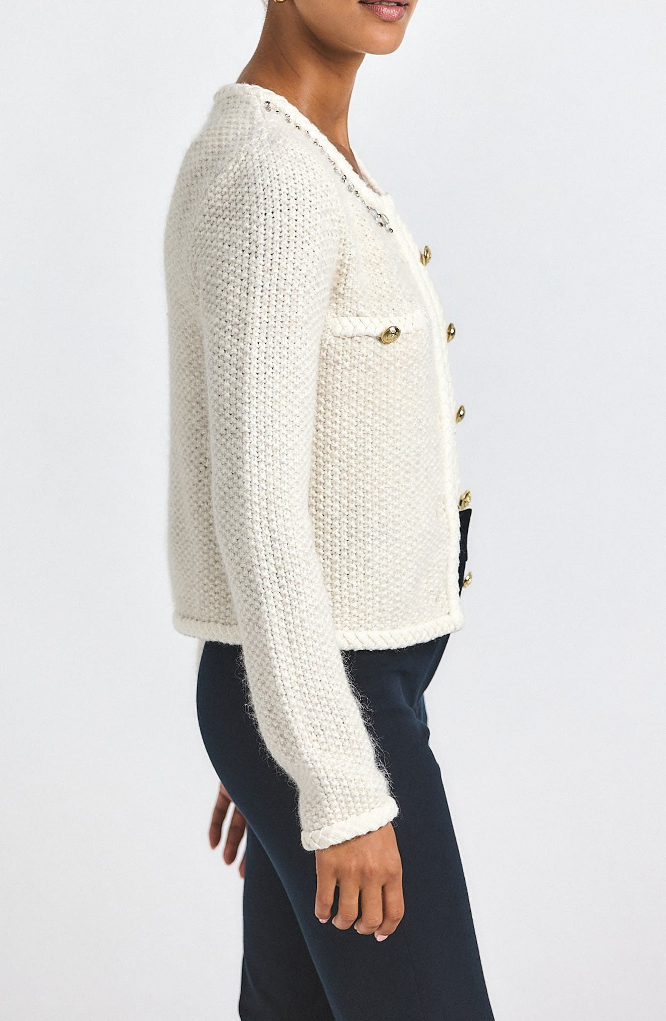 Derek Lam 10 Crosby Zara Seed Stitch Cardigan in Cream at Nordstrom - 3