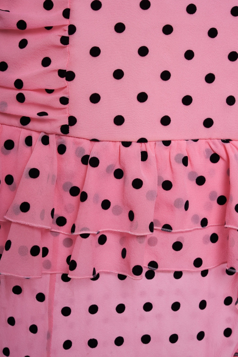 FLOCKED POLKA DOT SILK GEORGETTE DRESS WITH VOLANT 3