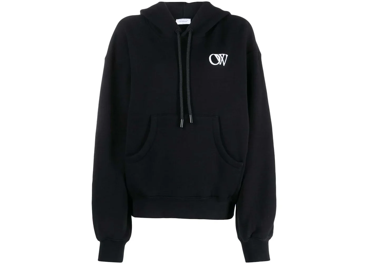 OFF-WHITE OW Logo-Print Cotton Hoodie Black - 1