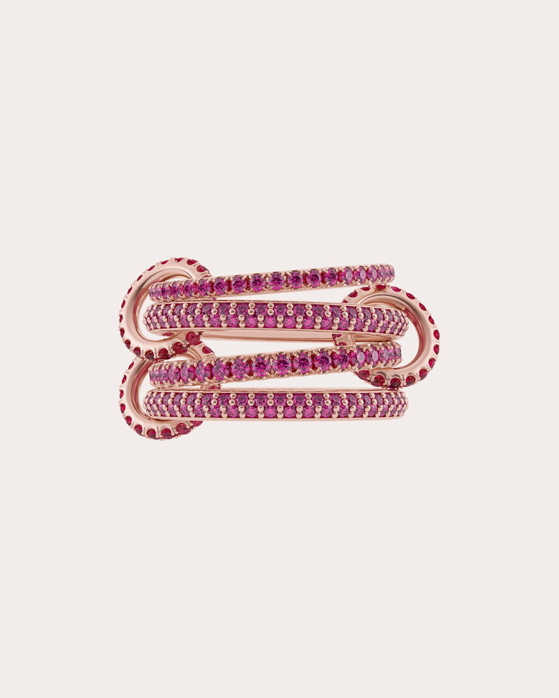 Delphinus Petite 18K Gold Ruby and Pink Sapphire Linked Rings 1