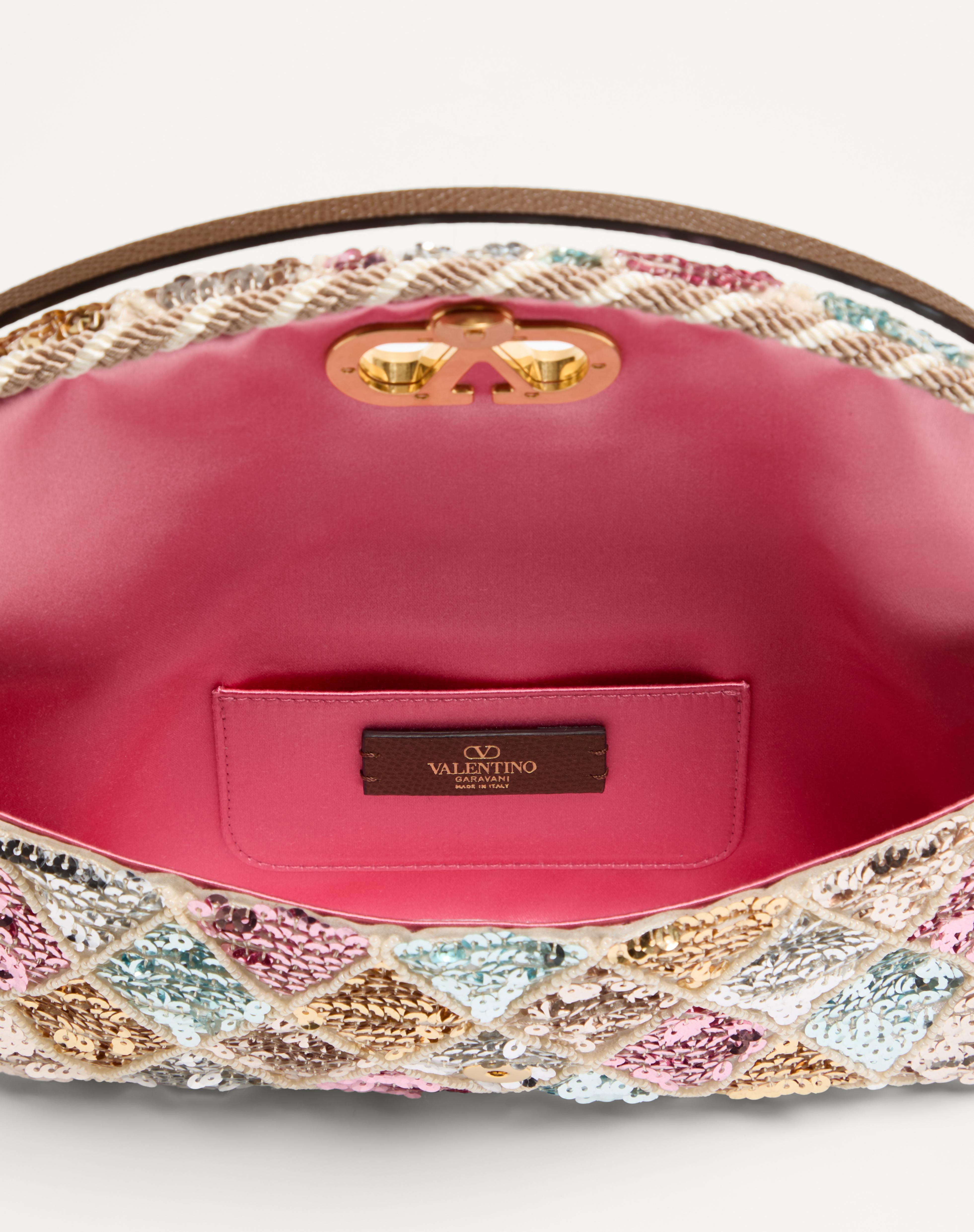 VALENTINO GARAVANI VAIN SOFT SMALL SHOULDER BAG WITH RHOMBELLE EMBROIDERY. - 6