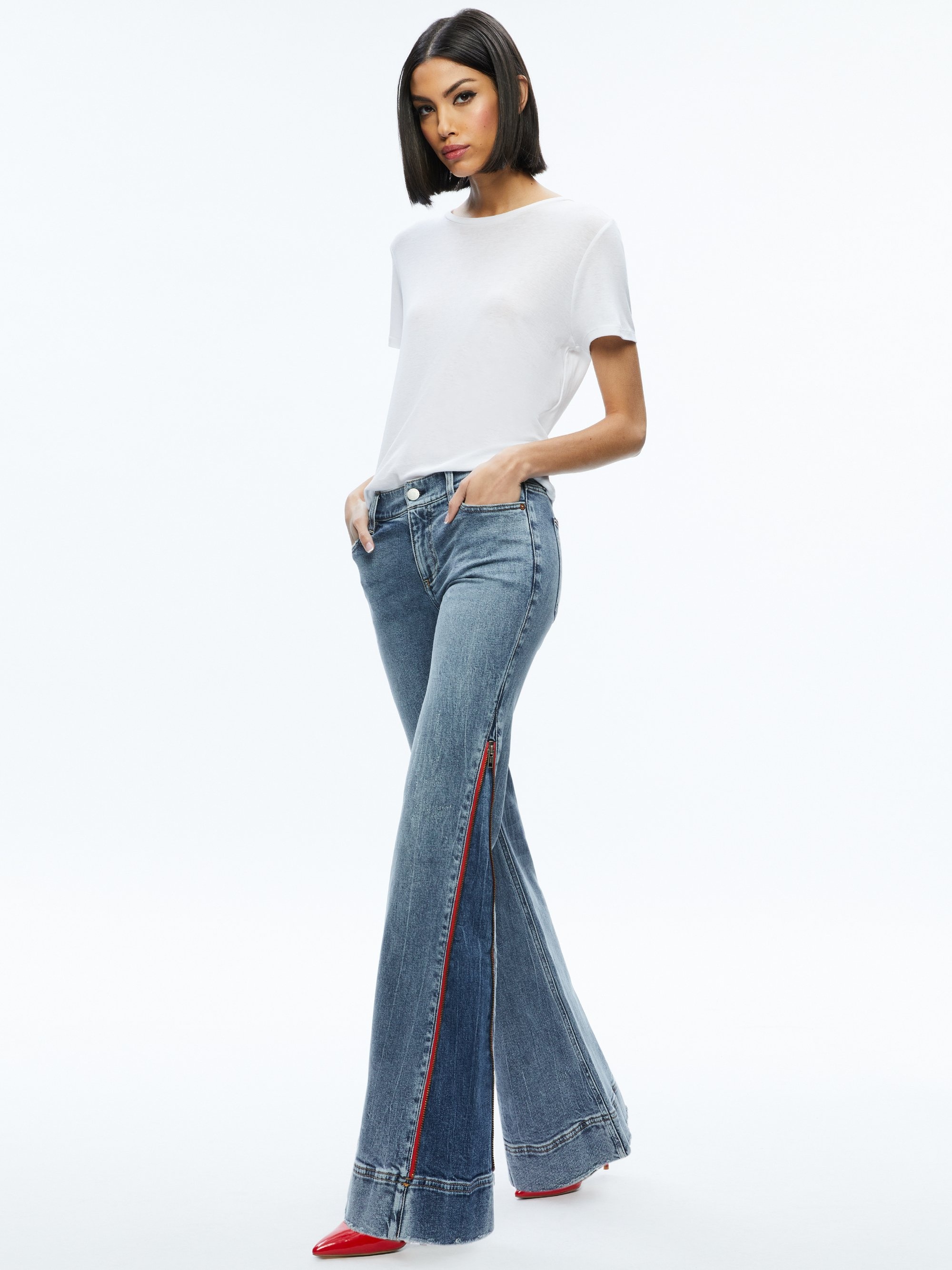 REY SIDE ZIPPER WIDE LEG JEAN - 4
