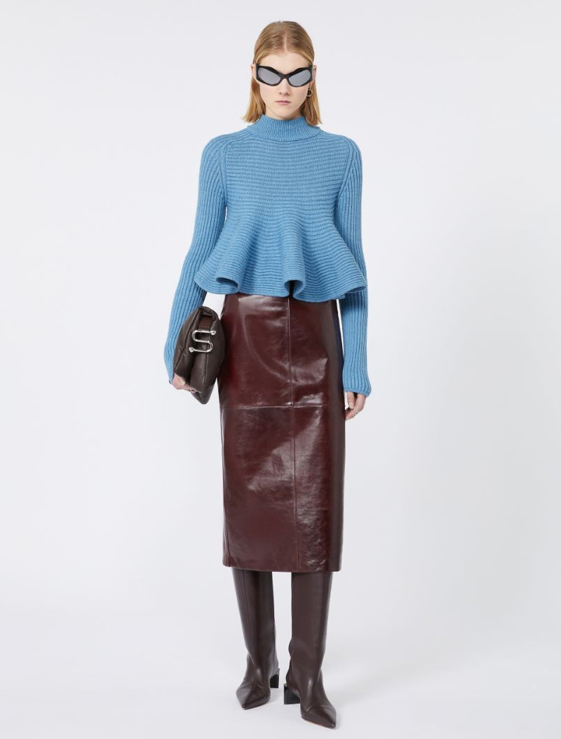 Sportmax Midi leather skirt - BORDEAUX outlook