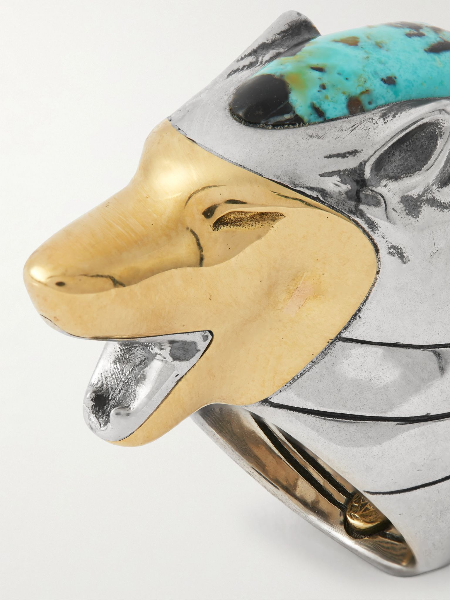 + Yellowstone Forever Lamar Sterling Silver, 18-Karat Gold and Turquoise Ring Silver - 4