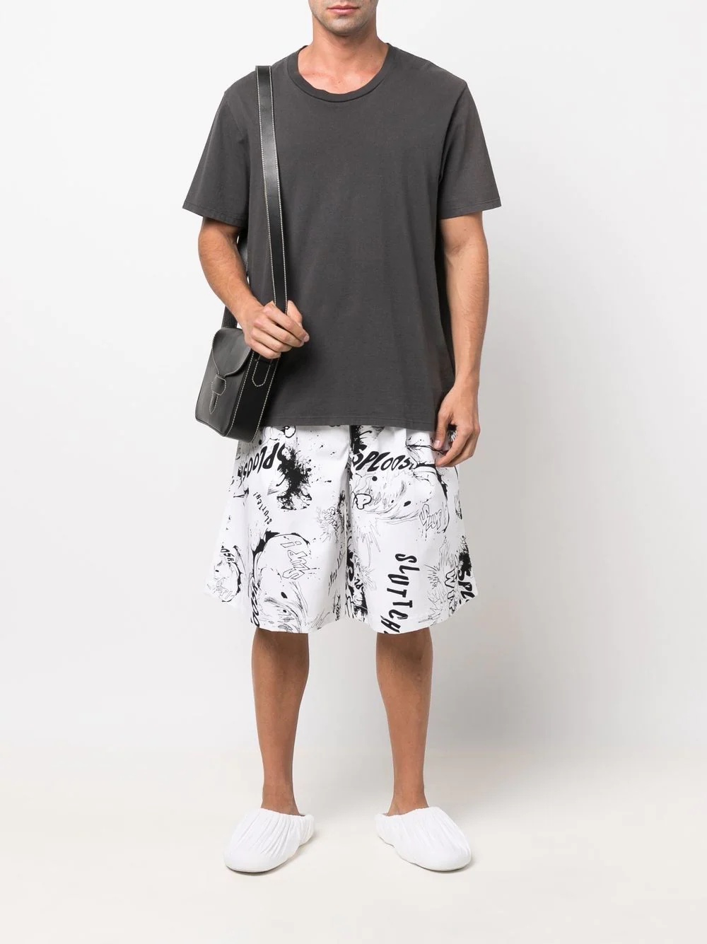 slogan-print wide bermuda-shorts - 2