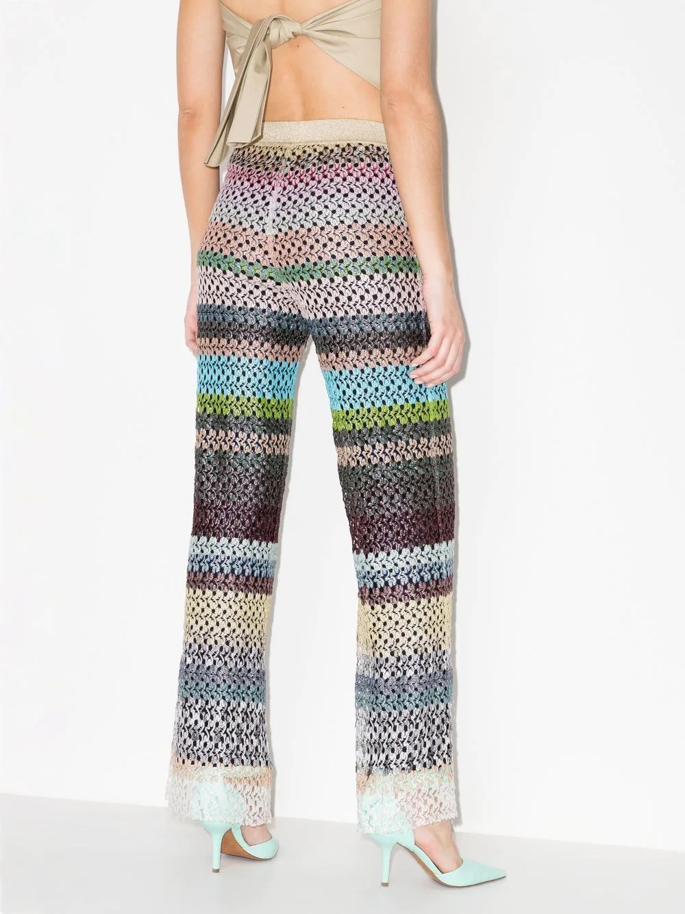 striped flared trousers - 3