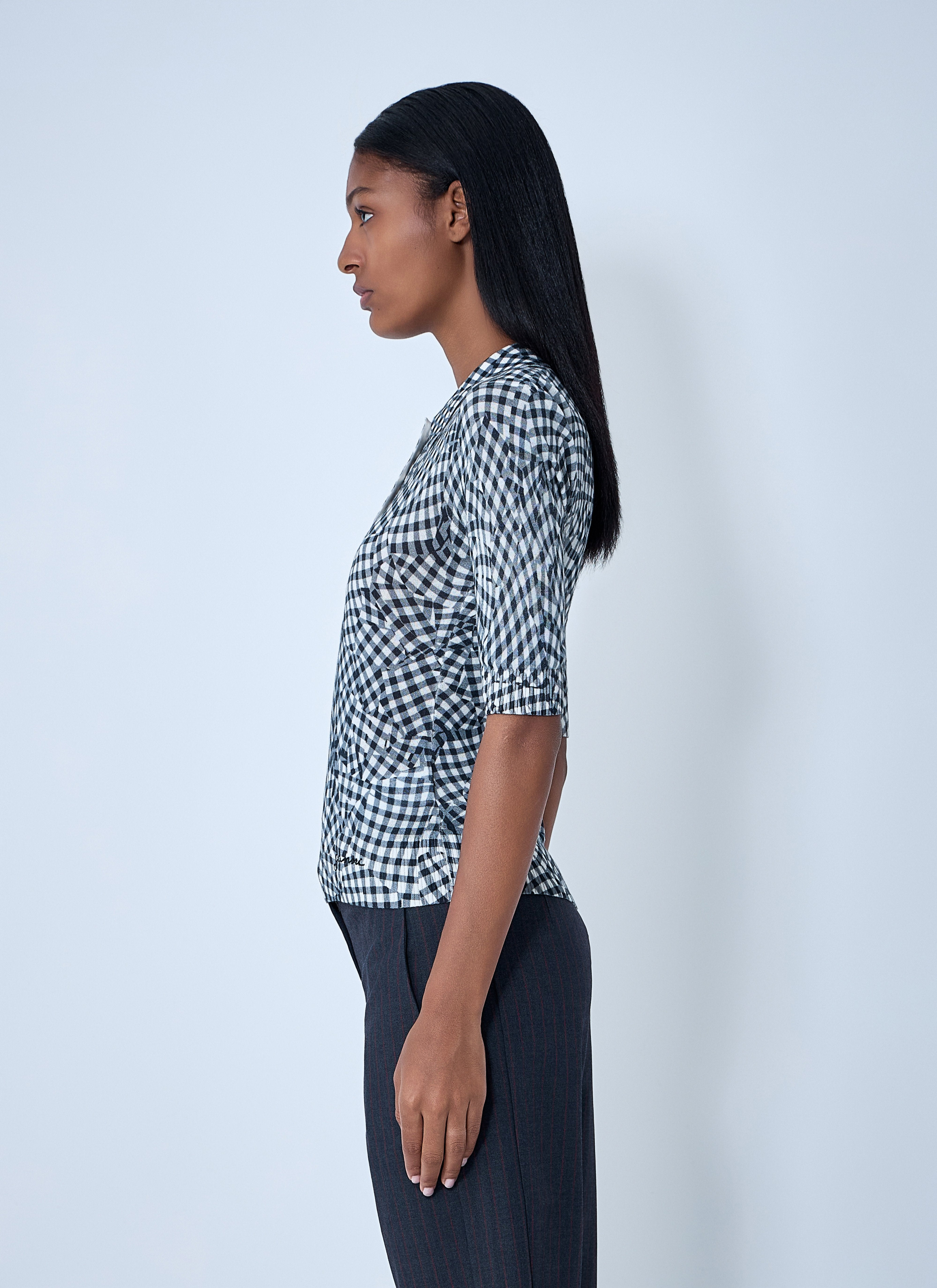 Ganni Women Mesh Printed Polo Top - 3