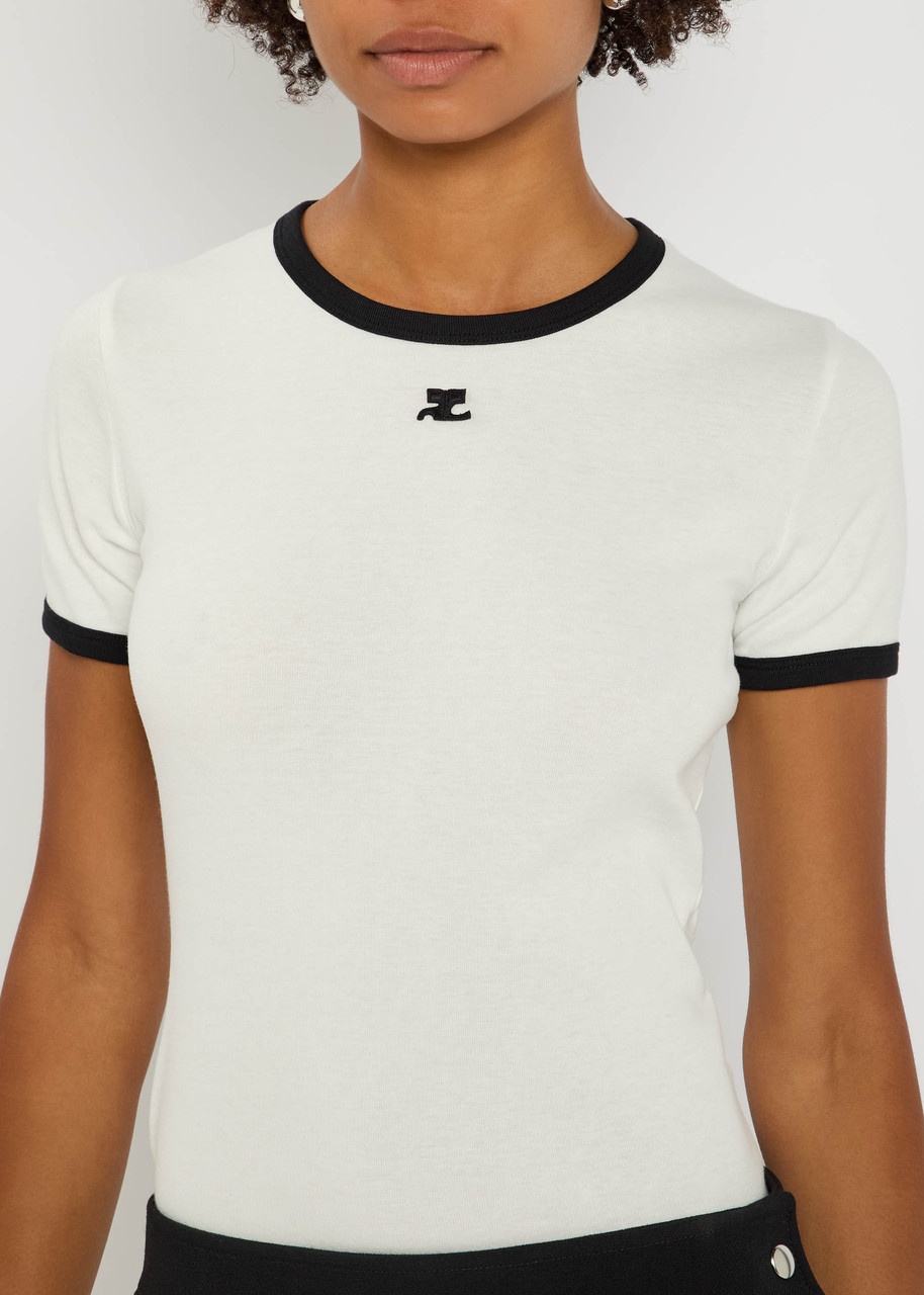 Courrèges Signature Contrast Logo Cotton T-shirt - 5