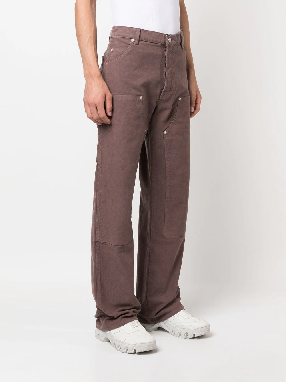 logo-patch wide leg trousers - 3