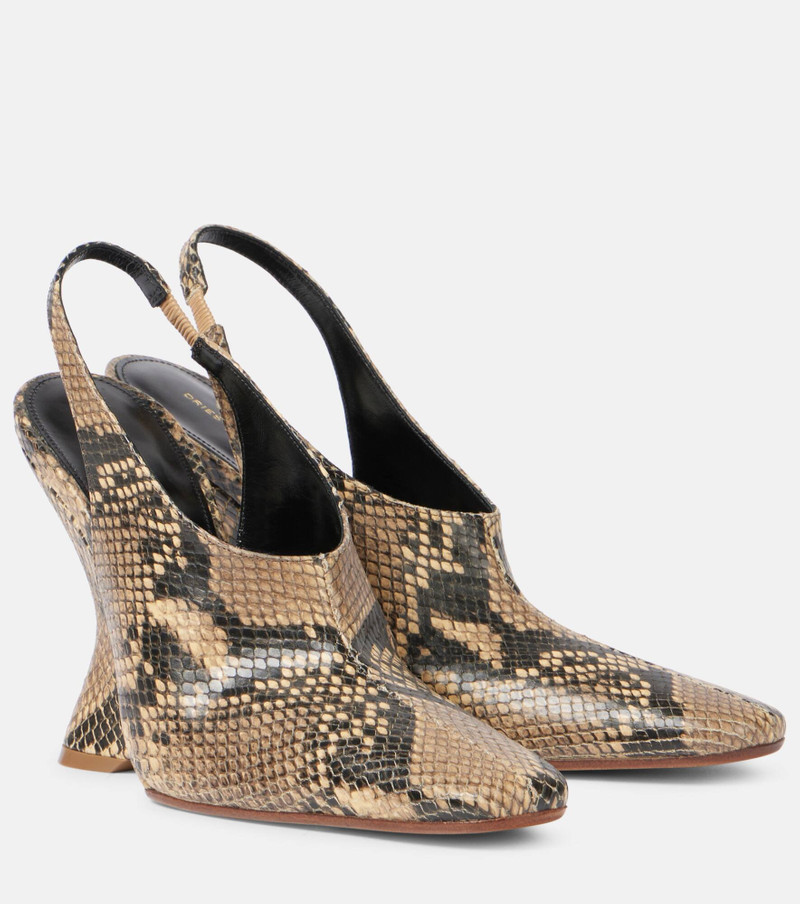 Snake-effect leather wedges - 1
