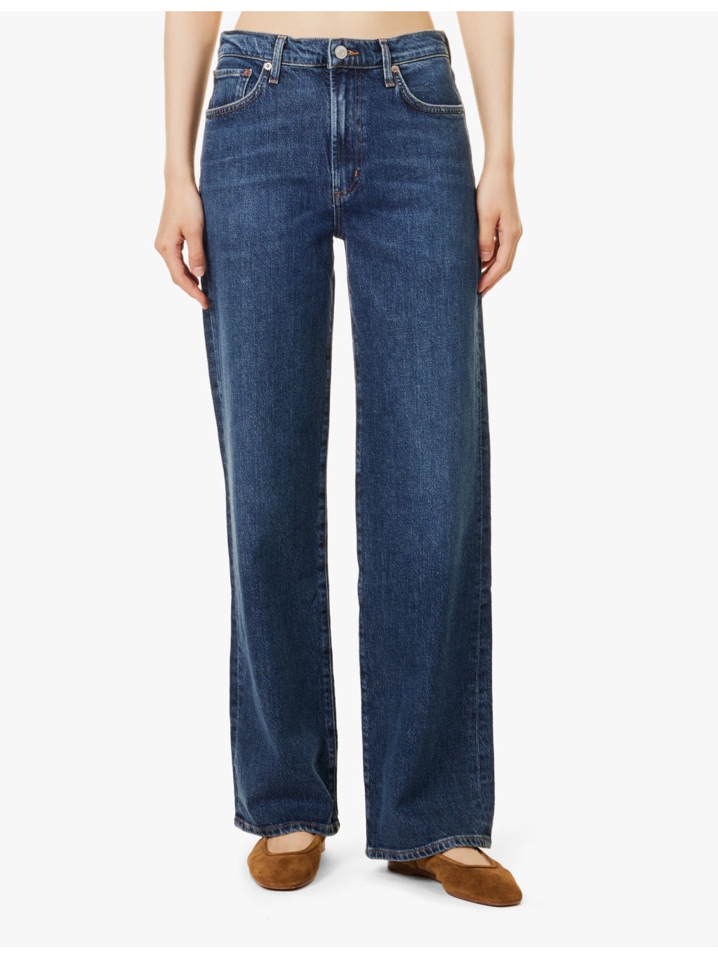 Harper branded-hardware straight-leg mid-rise jeans - 3