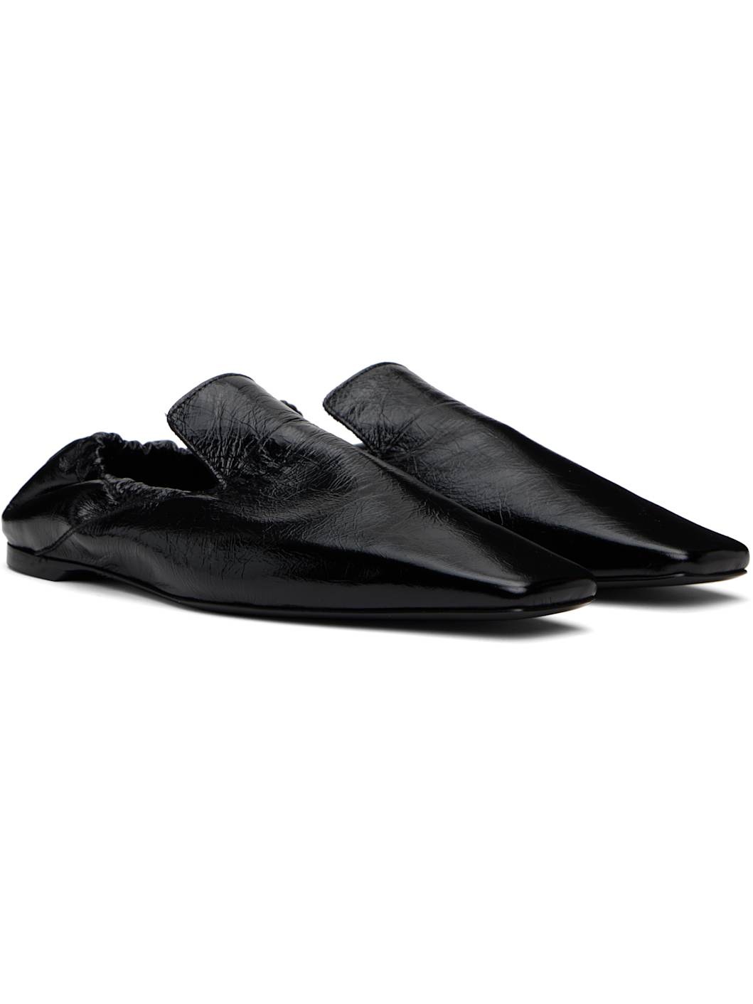 Black Elastic-Back Leather Loafers - 4