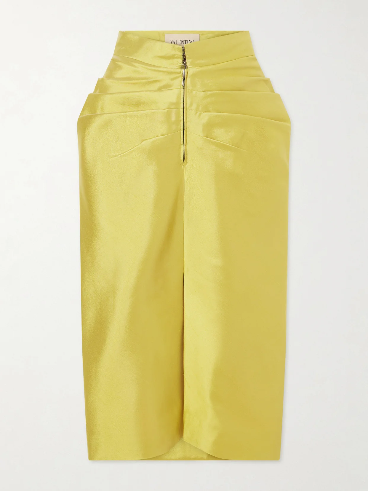 Ruched Silk-twill Midi Skirt - 1