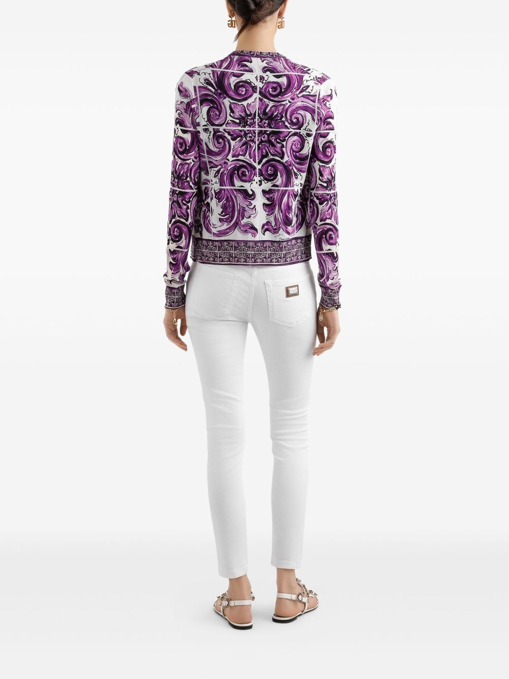 Majolica-print silk cardigan - 3