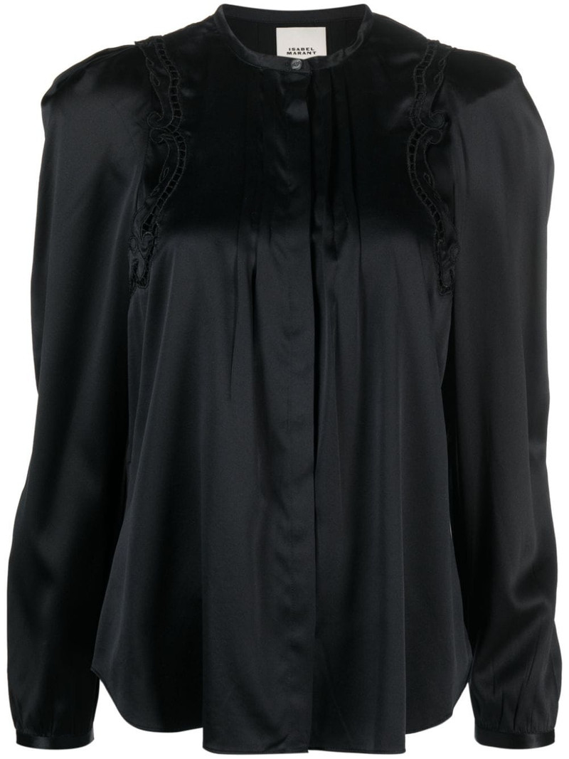 lace-detail pleated blouse 1