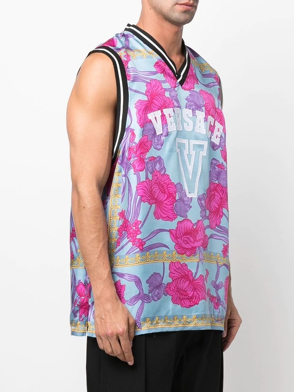 floral-print logo vest top - 3